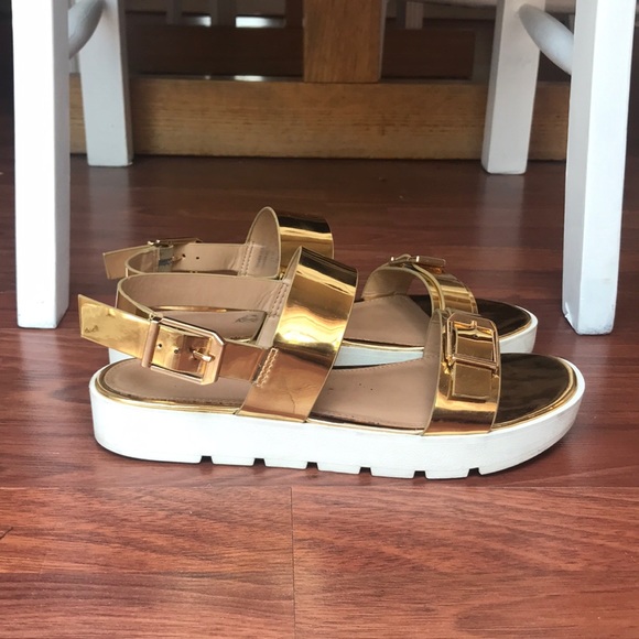 Aldo Shoes - Metallic Gold Aldo Platform Sandals